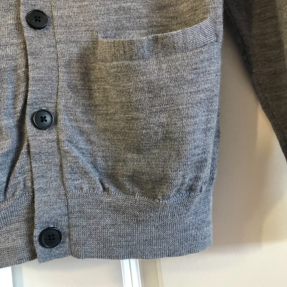 GOODTHREADS 100% Merino Wool Cardigan Sweater Mens XS Gray V-Neck Front Pockets - Picture 6 of 16